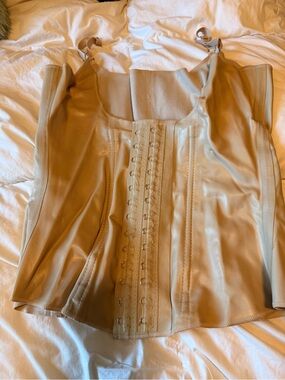 Beige Faux Leather Waist Trainer Corset